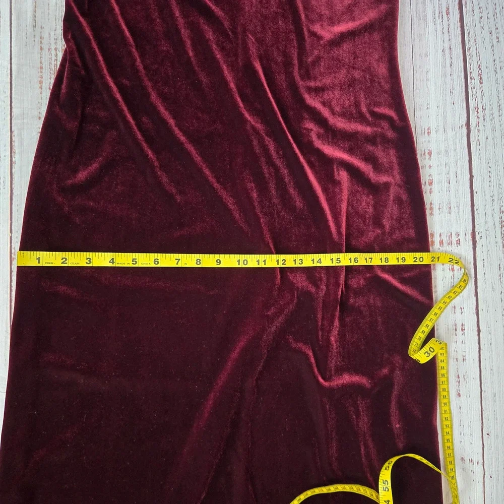 Coldwater Creek Vtg Velvet Lace Burgandy Midi Dress 10 Long Sleeve Romantic Vamp